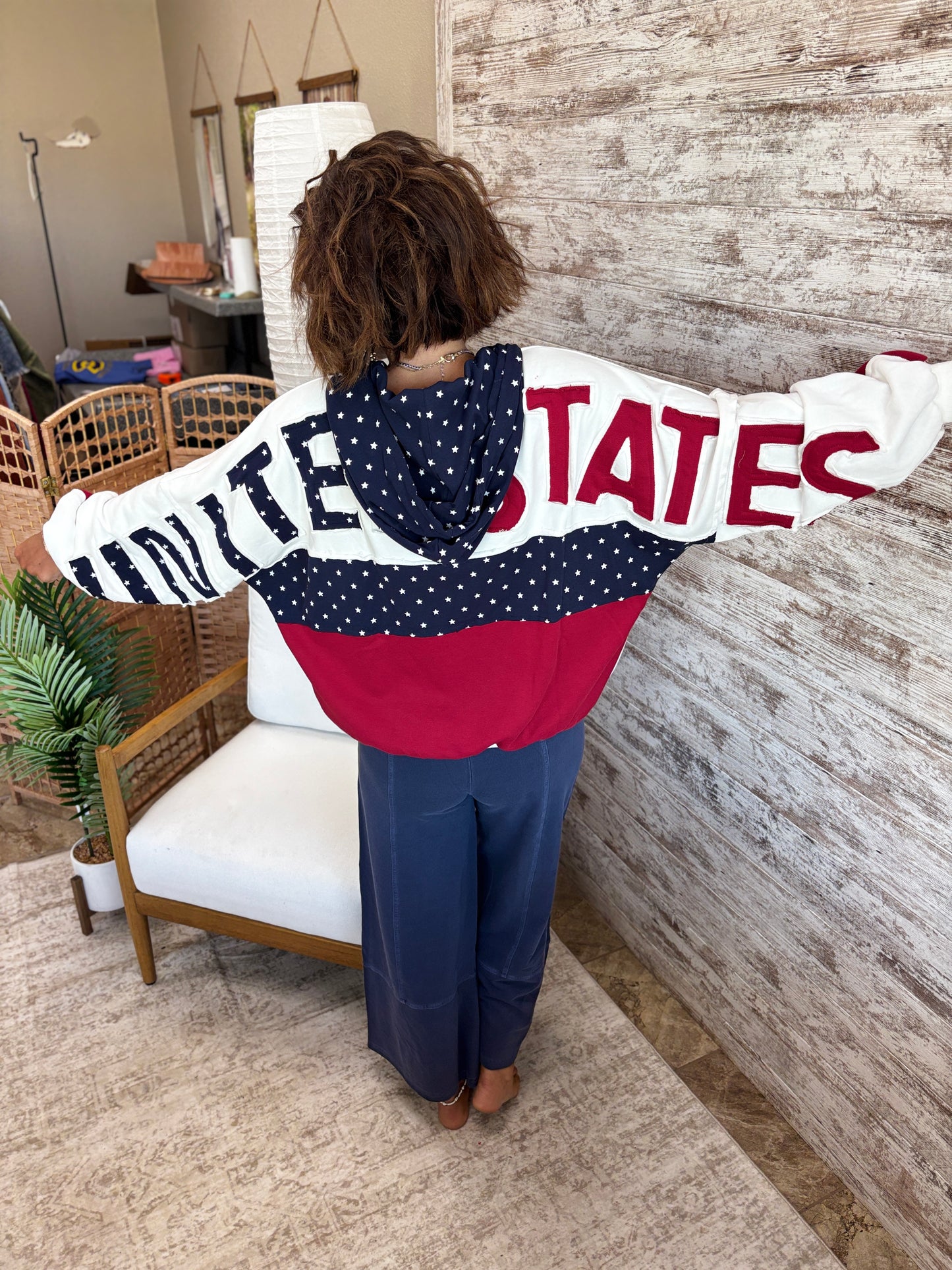 United States Patchwork Zip Up