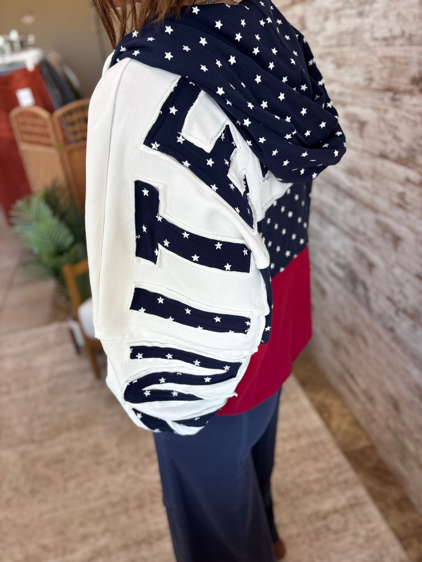 United States Patchwork Zip Up