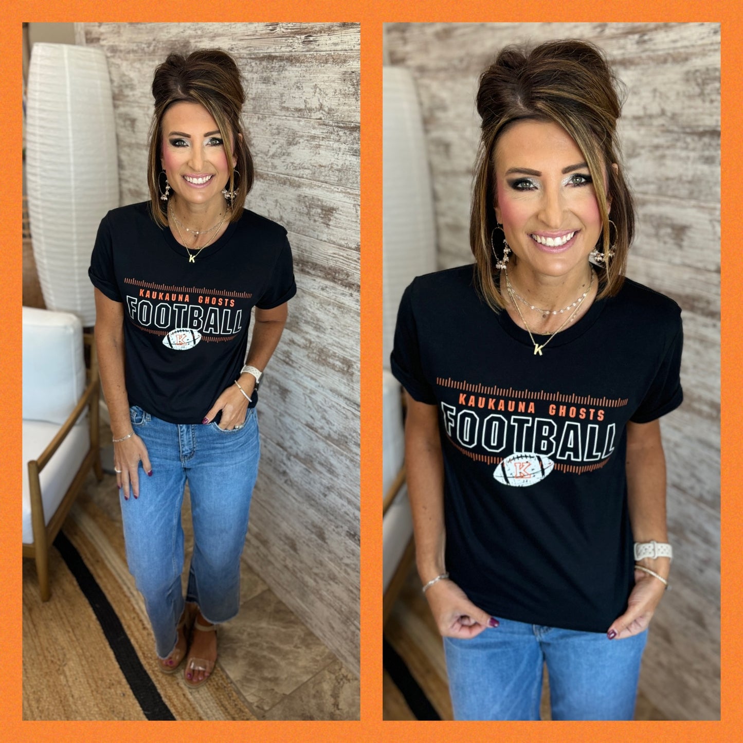 Kaukauna Ghosts Football Black Bella Tee