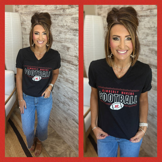 Kimberly Makers Football Black Bella V Neck