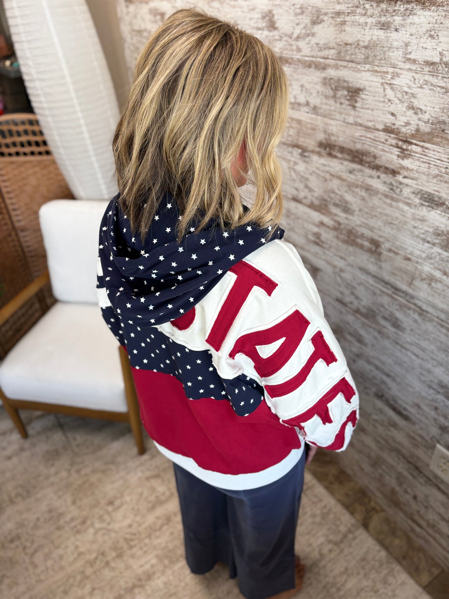 United States Patchwork Zip Up