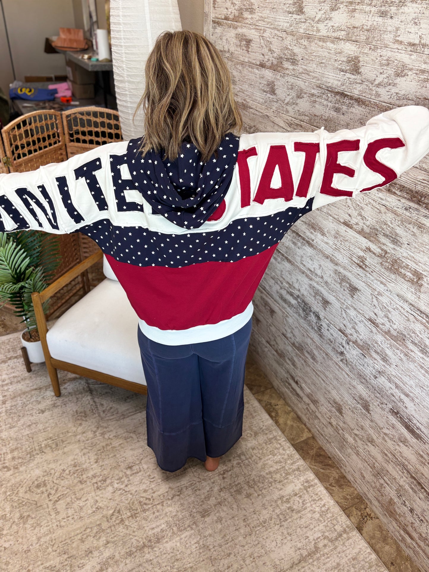 United States Patchwork Zip Up