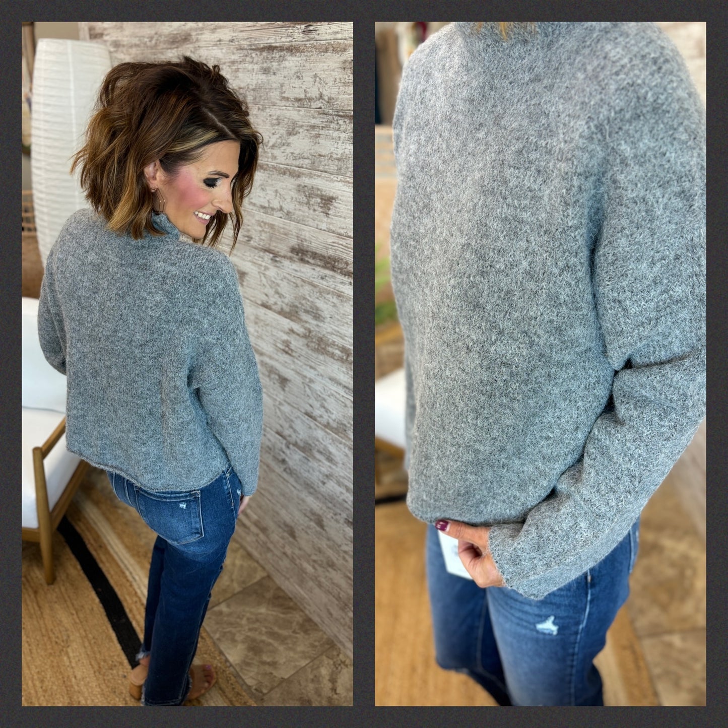 Grey Turtleneck Sweater