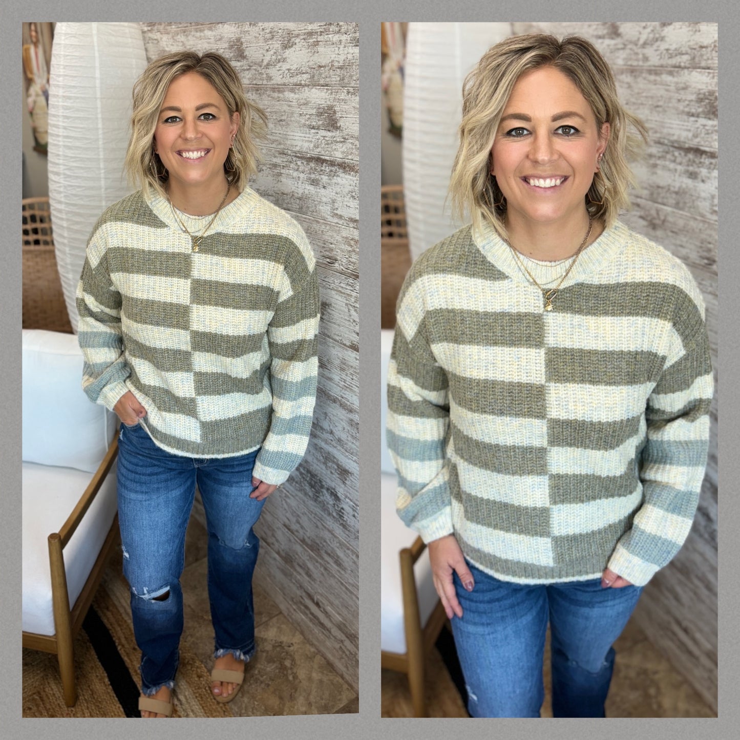 Ivory Mix Multi Stripe Sweater