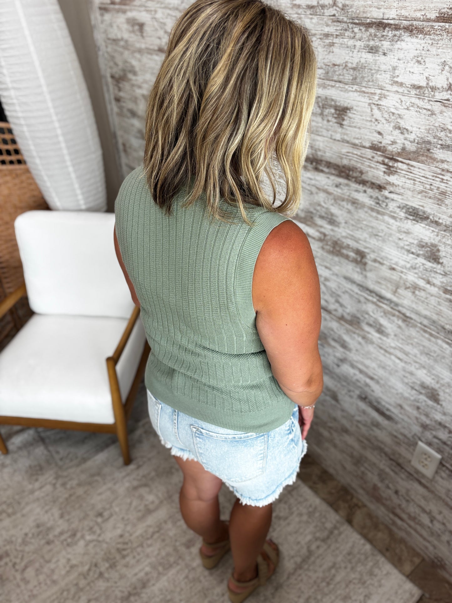 Sage Textured Knit Tank