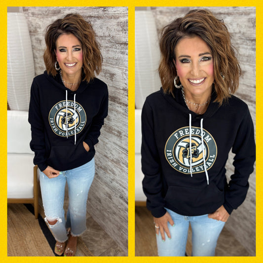 Freedom Irish Volleyball  Black Bella Canvas Hoodie