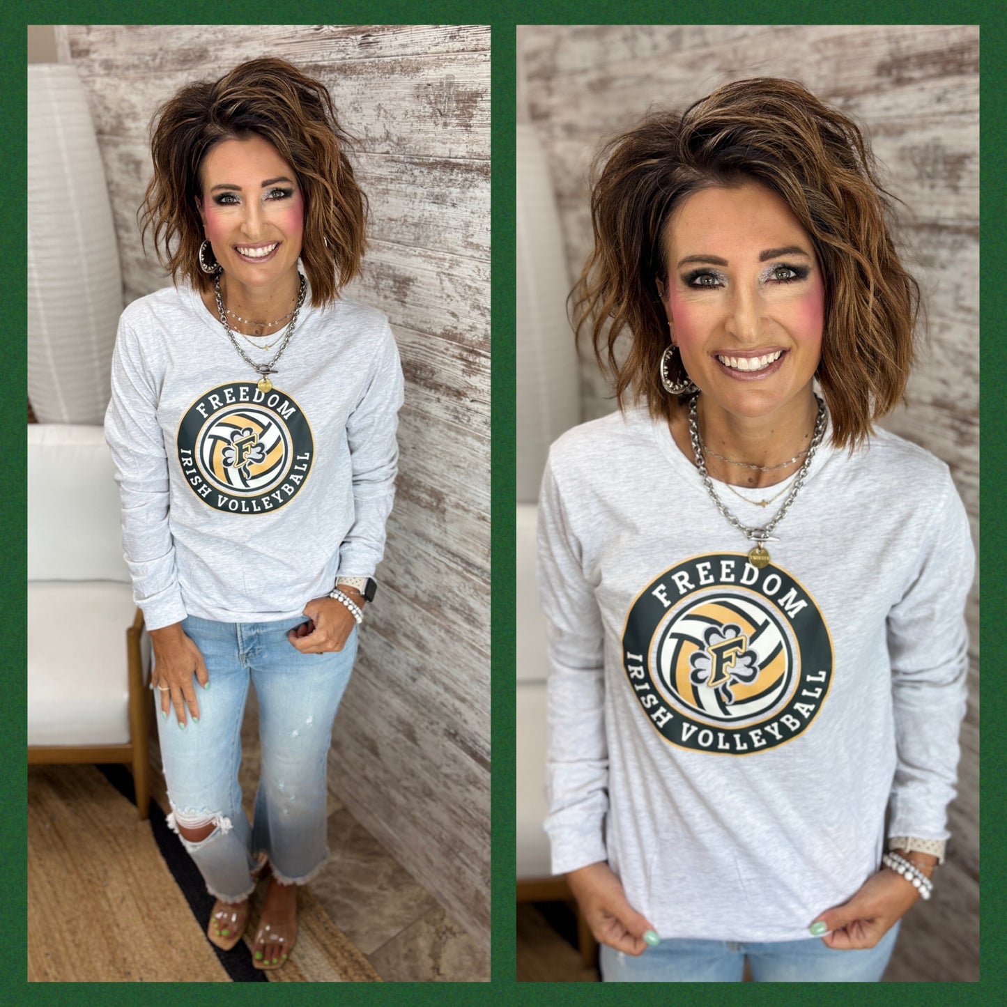 Freedom Irish Volleyball Unisex Bella Canvas Ash Long Sleeve