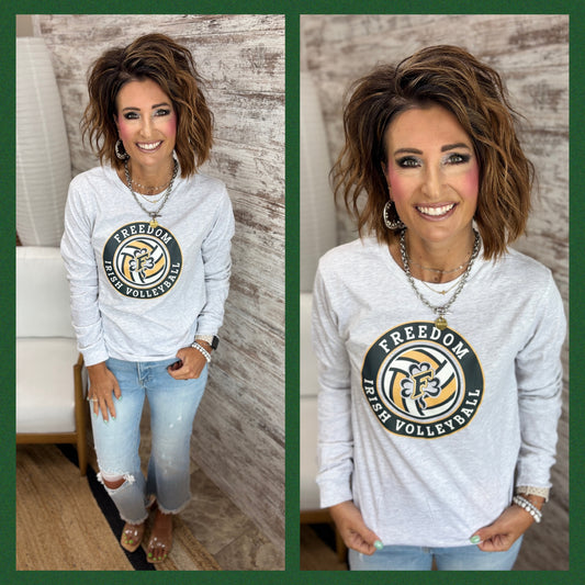 Freedom Irish Volleyball Unisex Bella Canvas Ash Long Sleeve