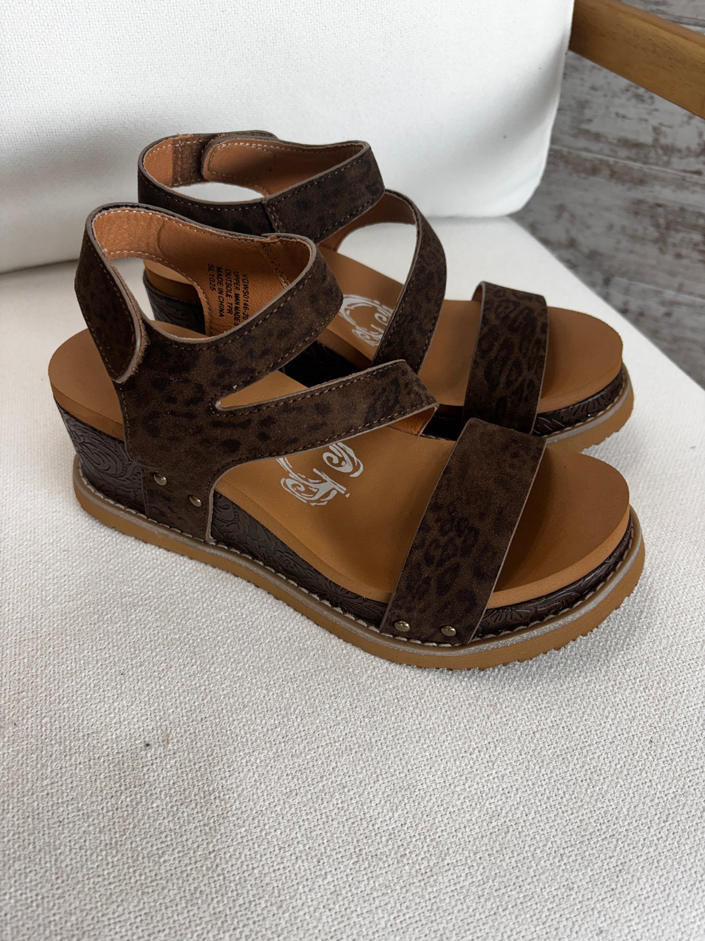 Very G Chocolate Leopard Verde Trail Wedge