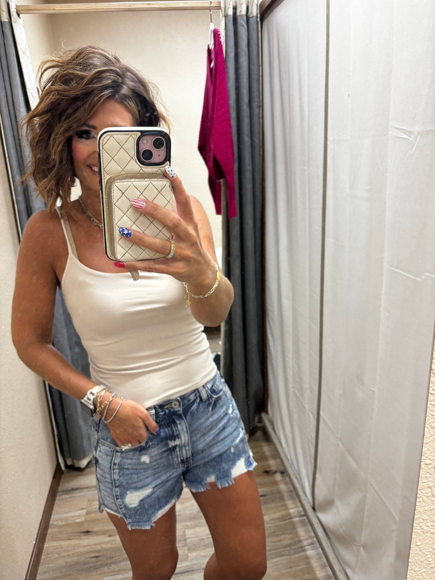 Sand Round Neck Spaghetti Cami