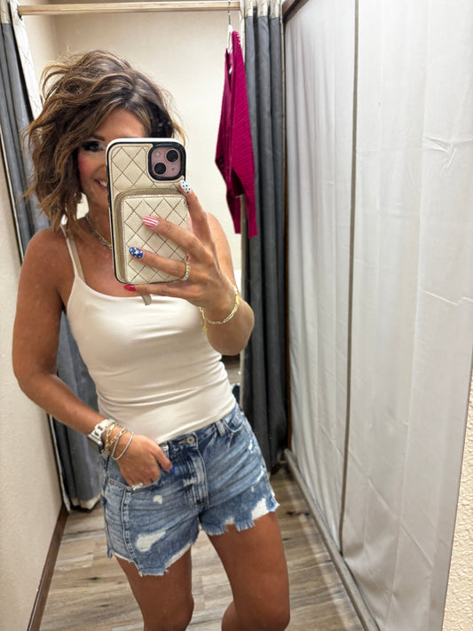 Sand Round Neck Spaghetti Cami