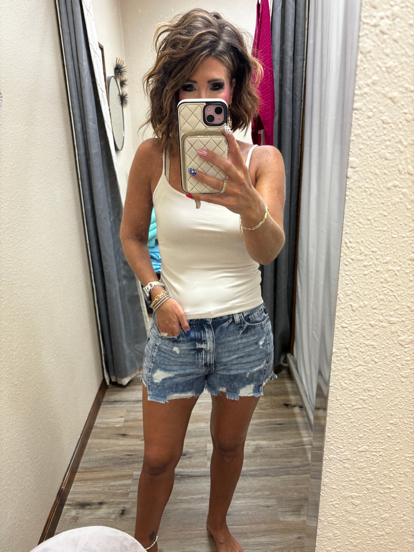 Sand Round Neck Spaghetti Cami