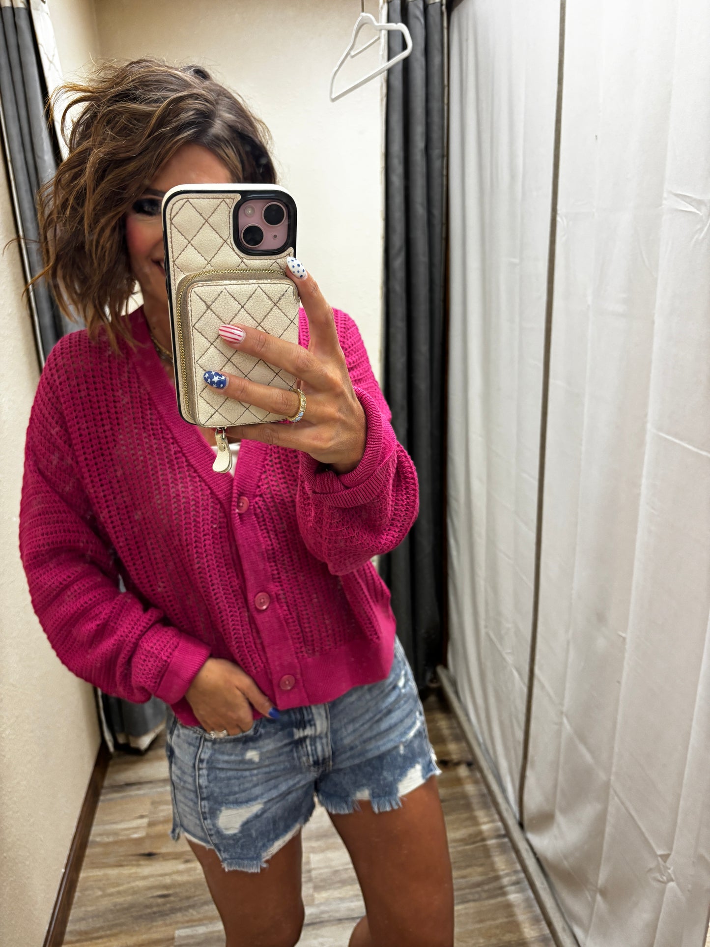Plum Pink Coastal Crochet Sweater