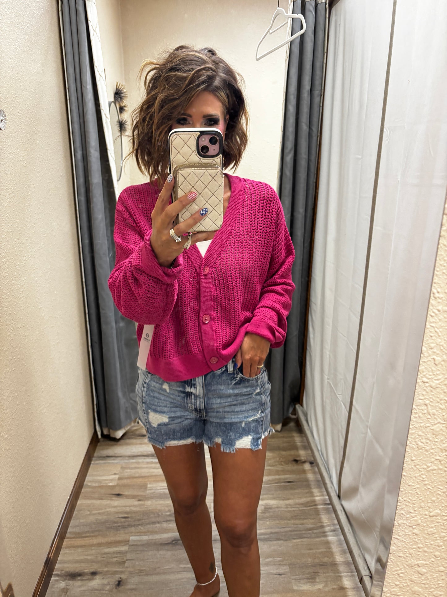 Plum Pink Coastal Crochet Sweater