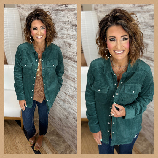 Corduroy Button Up Shacket ~ 2 Colors