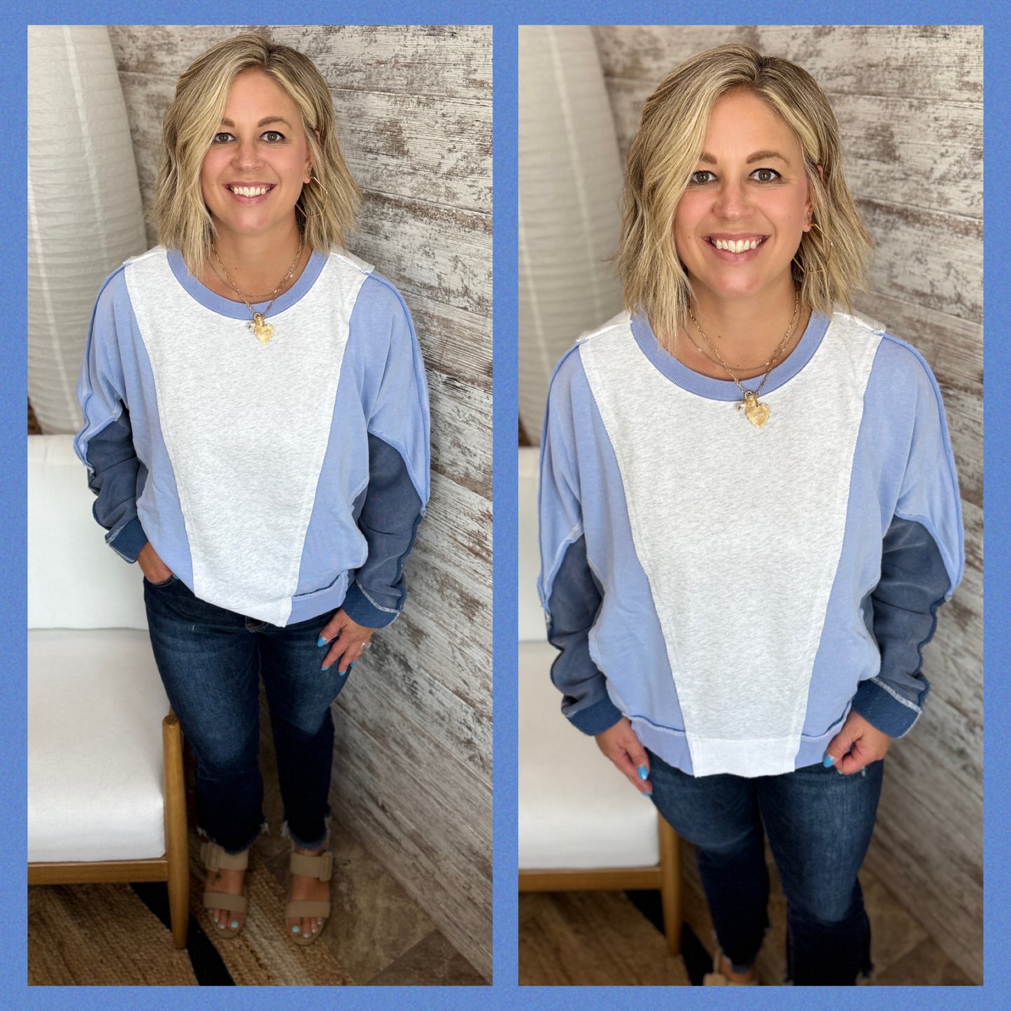 Blue Combo French Terry Pullover
