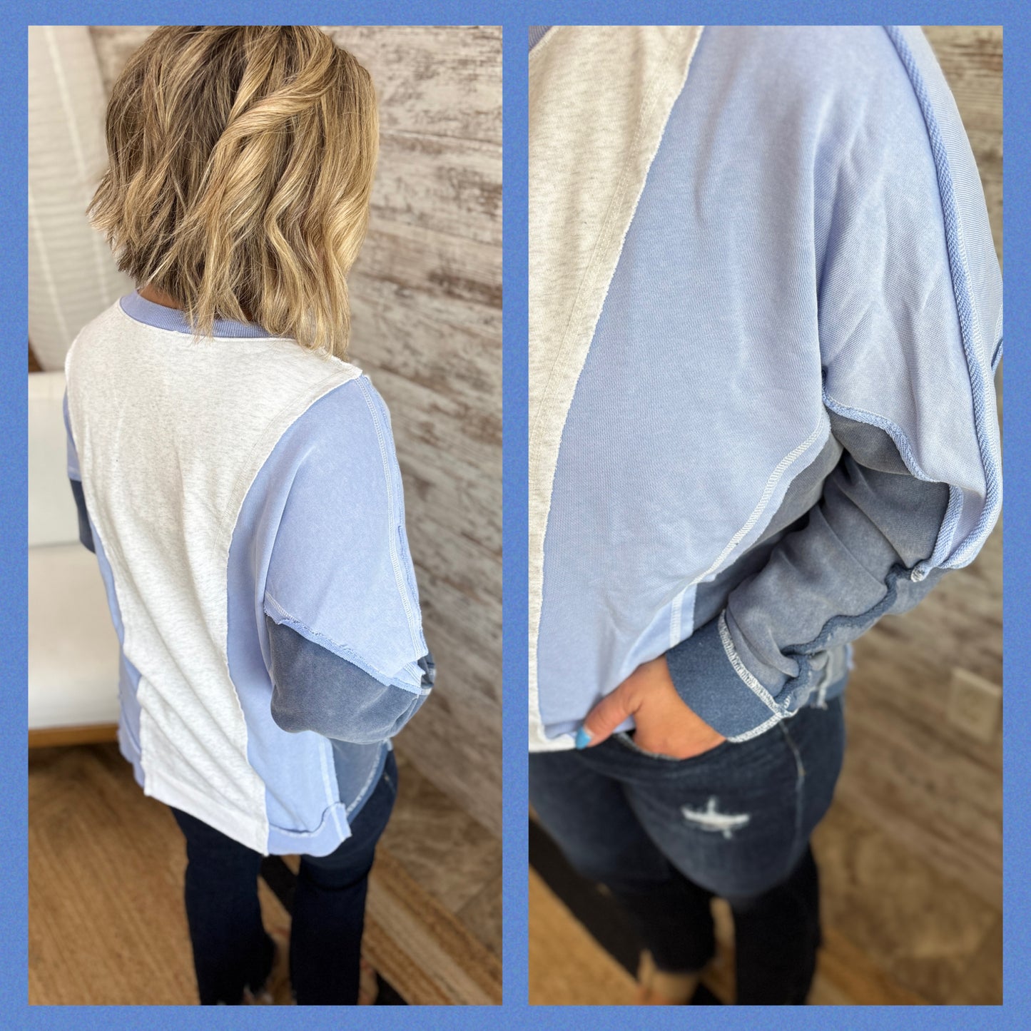 Blue Combo French Terry Pullover
