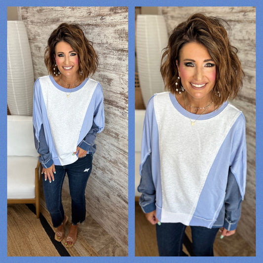 Blue Combo French Terry Pullover