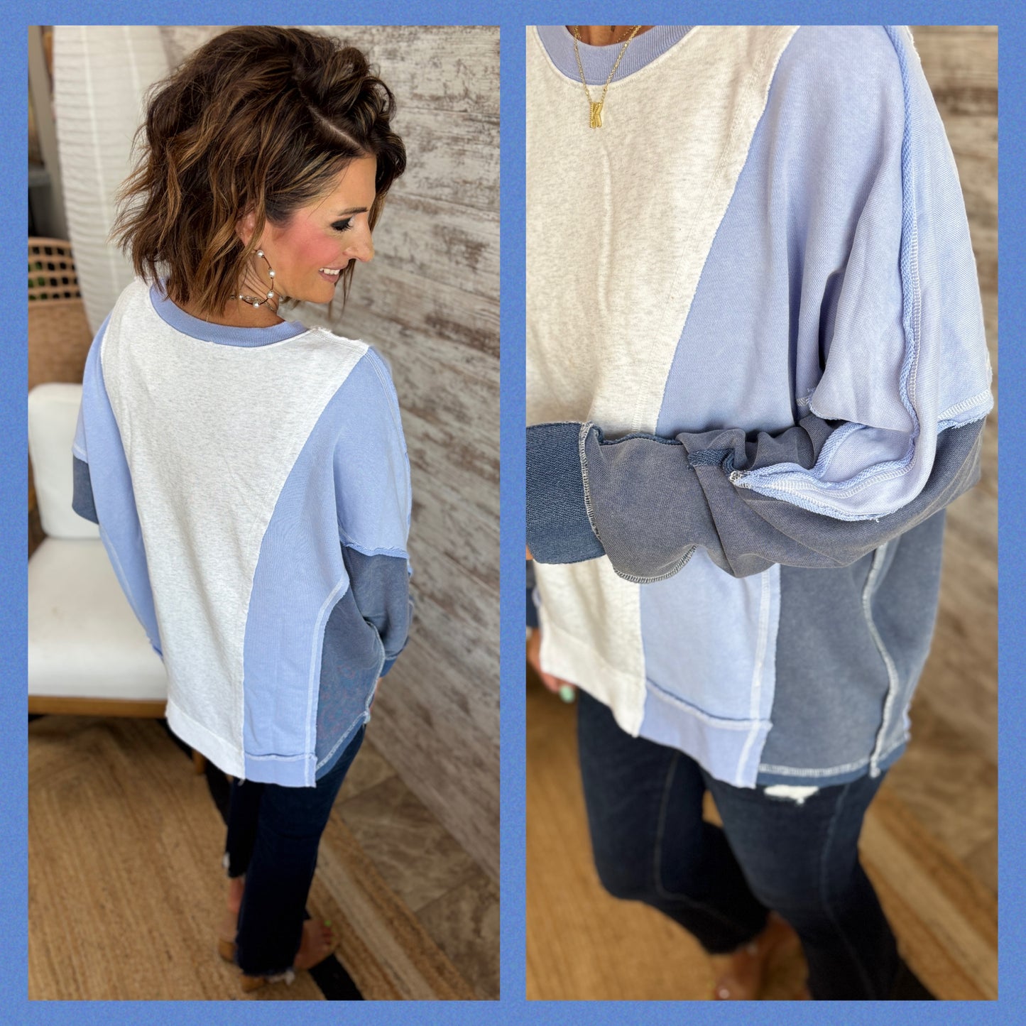Blue Combo French Terry Pullover