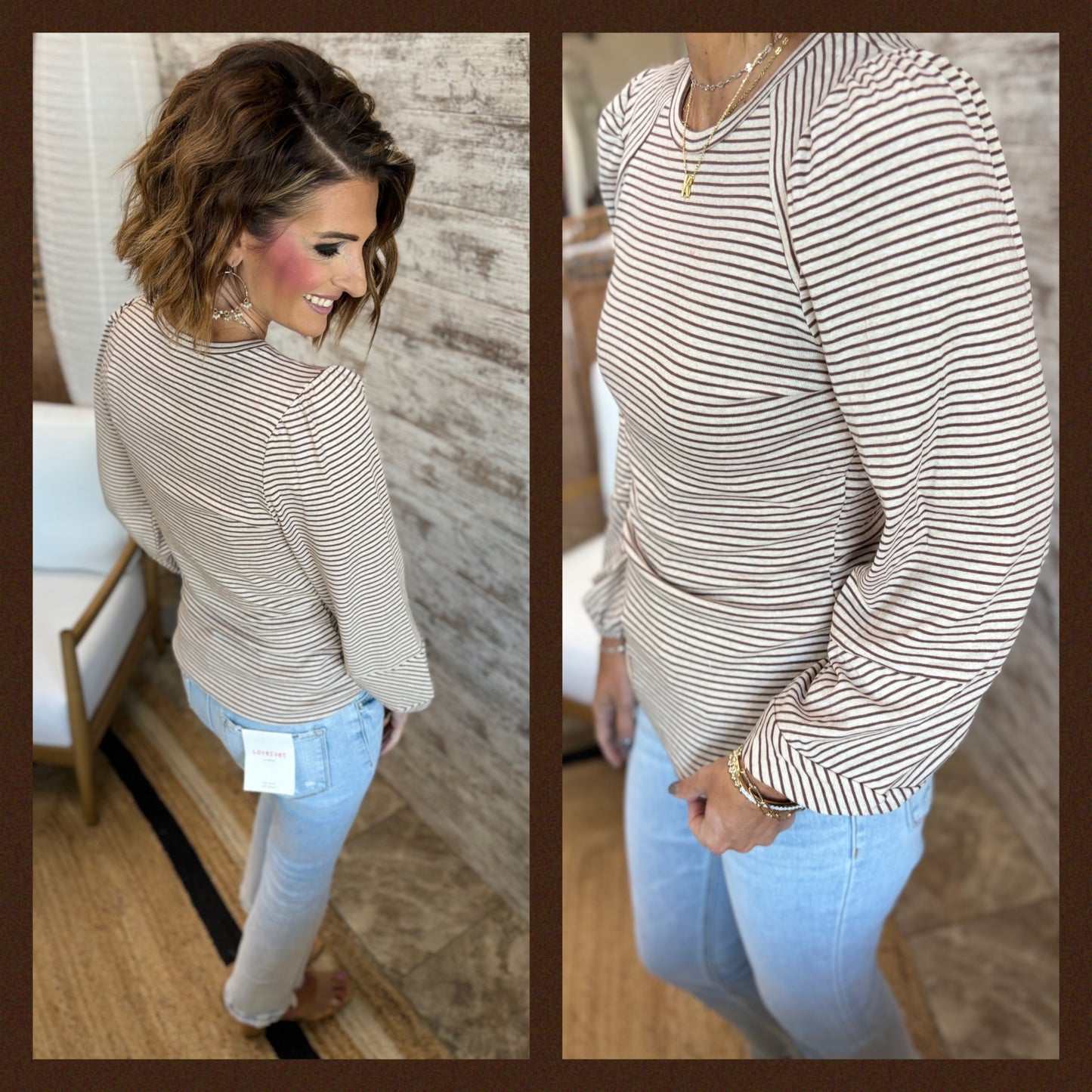 Soft Striped Bubble Sleeve Top ~ 2 Colors