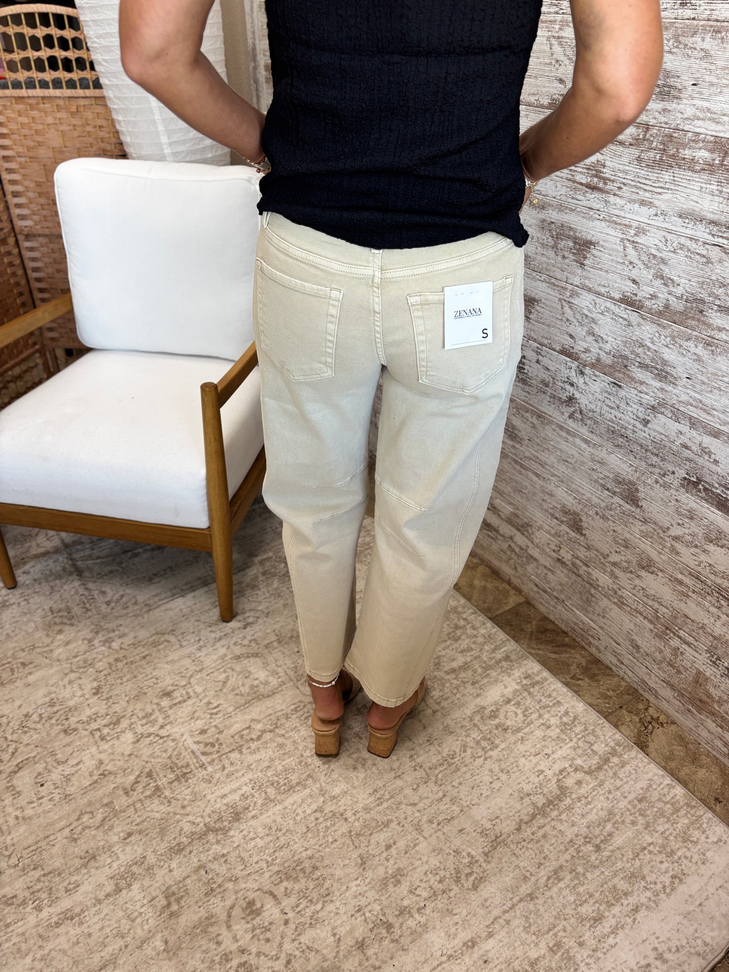 Zenana Sand Beige Color Denim Jeans DMP1758A