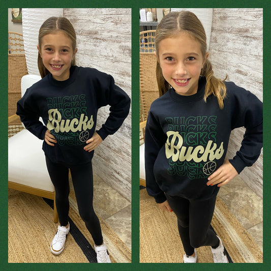 Bucks Youth Gildan Black Crewneck