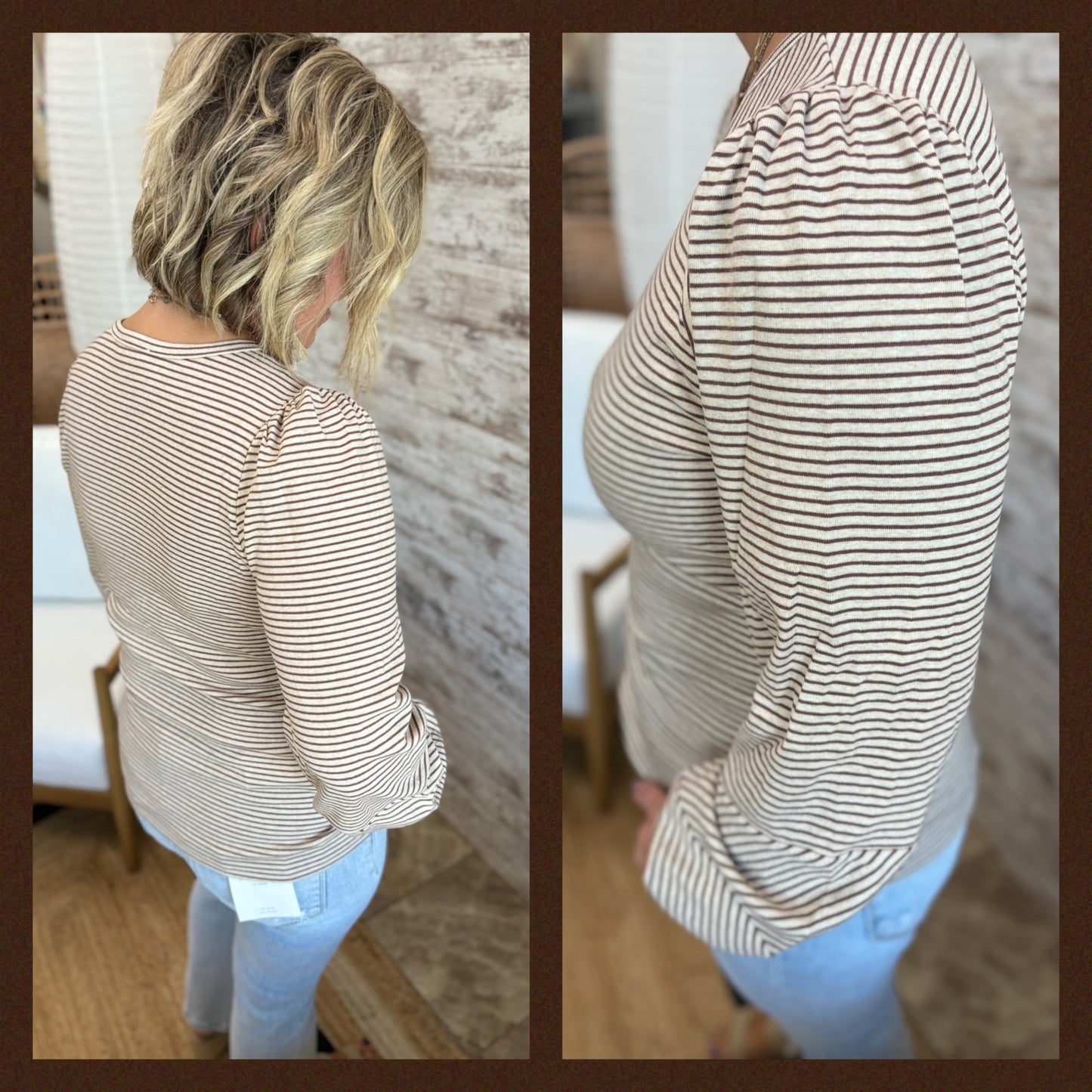 Soft Striped Bubble Sleeve Top ~ 2 Colors