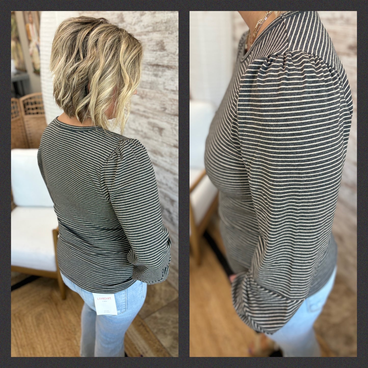 Soft Striped Bubble Sleeve Top ~ 2 Colors