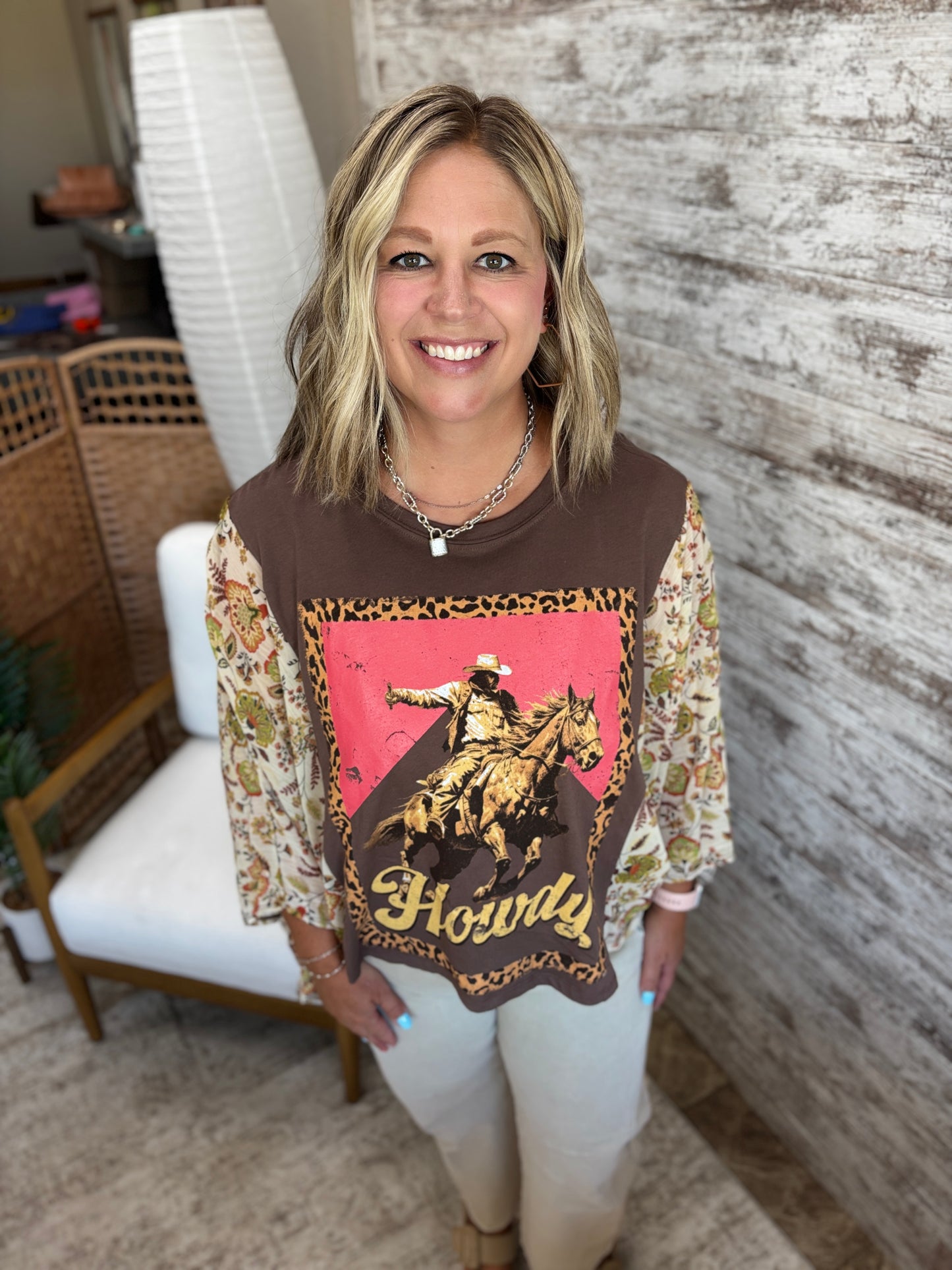 Howdy Leopard Vintage Kaftan Top