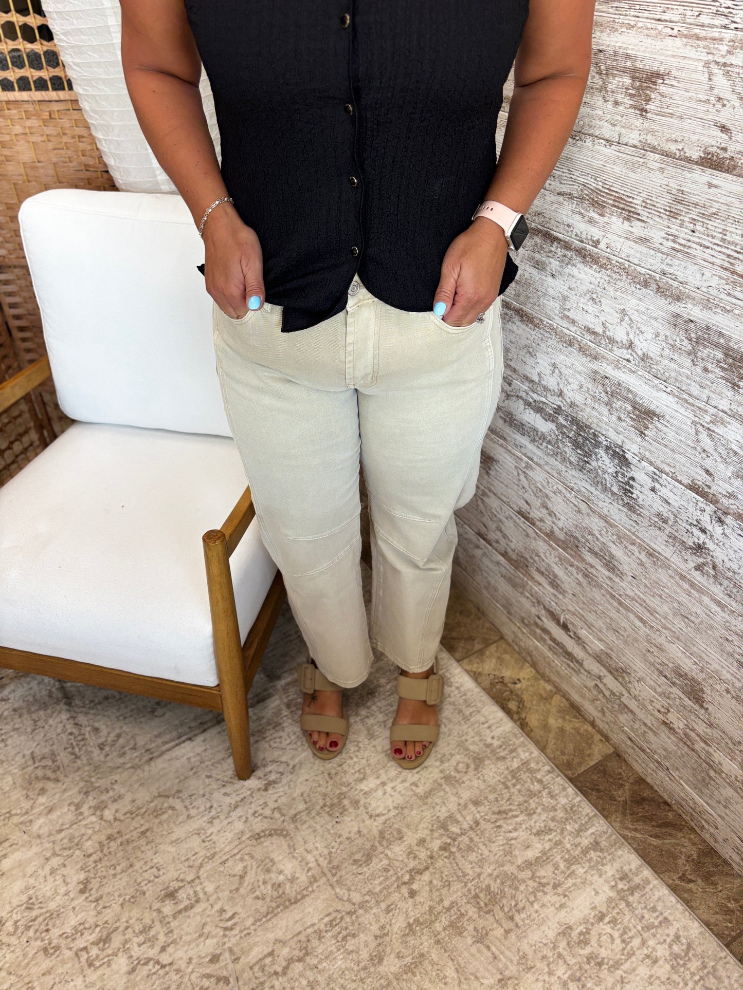 Zenana Sand Beige Color Denim Jeans DMP1758A