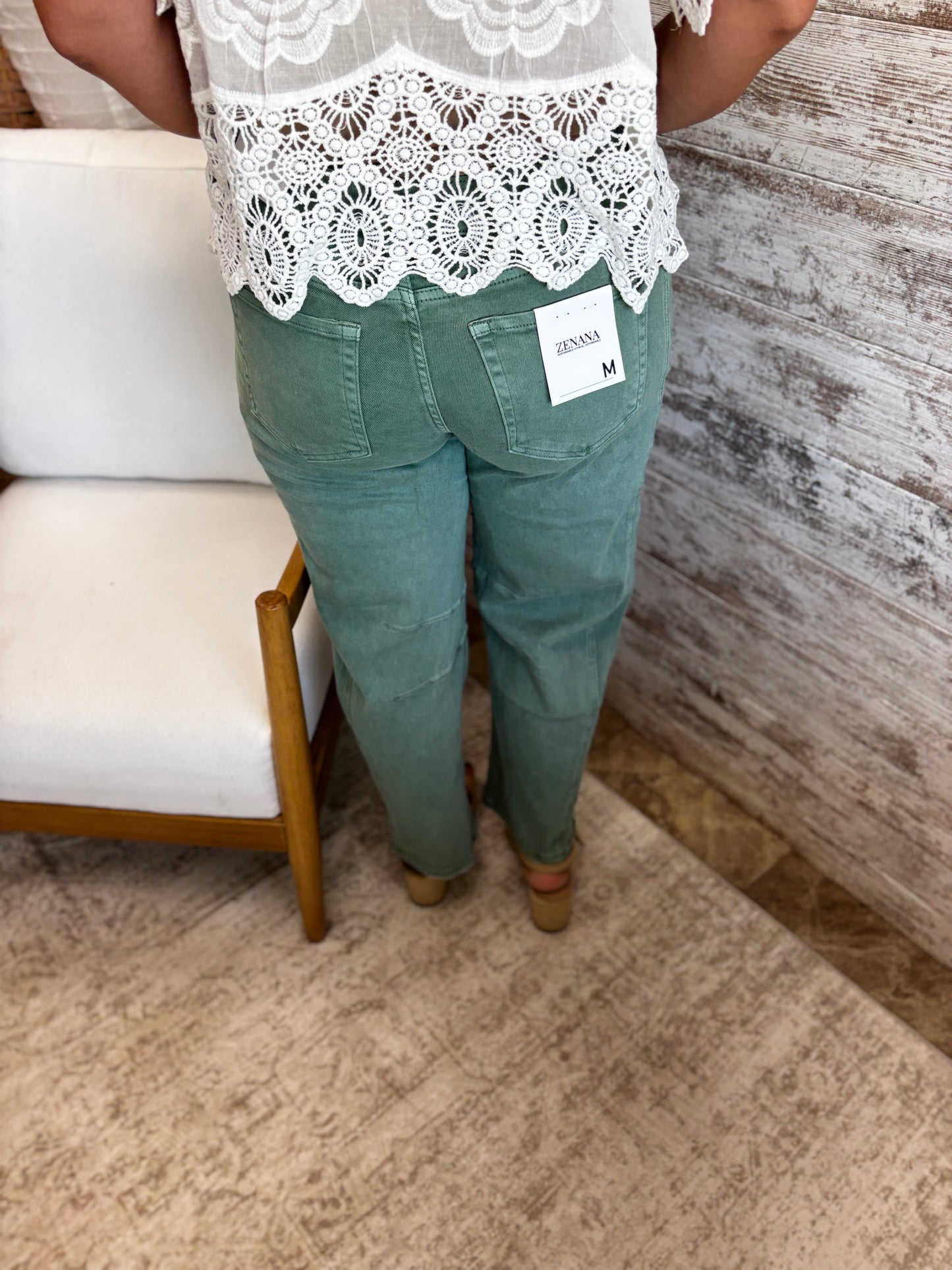 Zenana Olive Color Denim Jeans DMP1758A