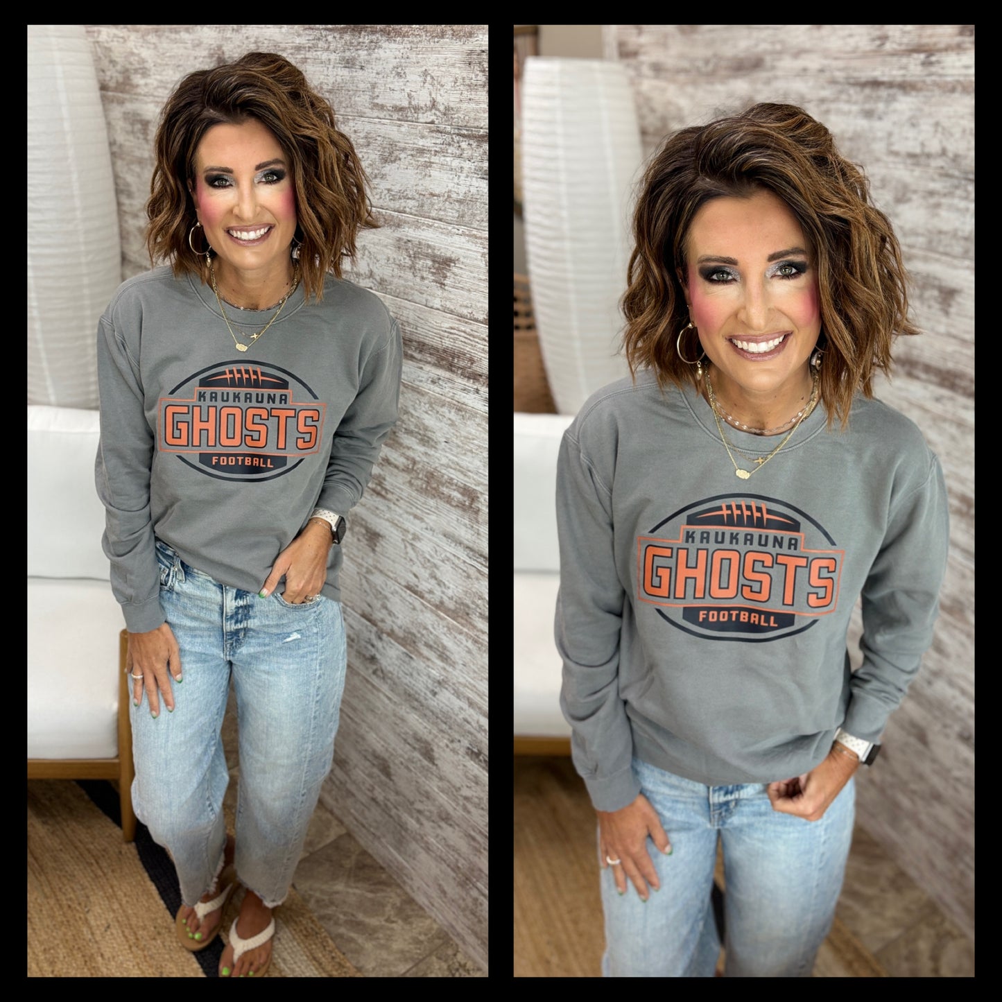 Kaukauna Football Granite Comfort Color Crew