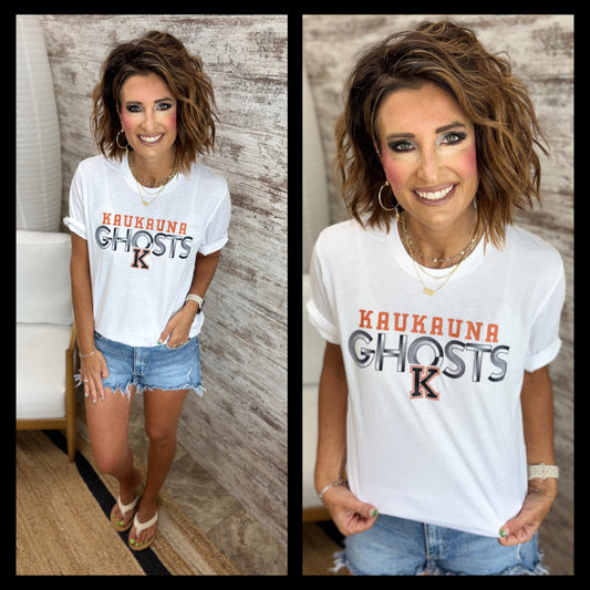 Kaukauna Ghosts White Bella Tee~ Youth and Adult
