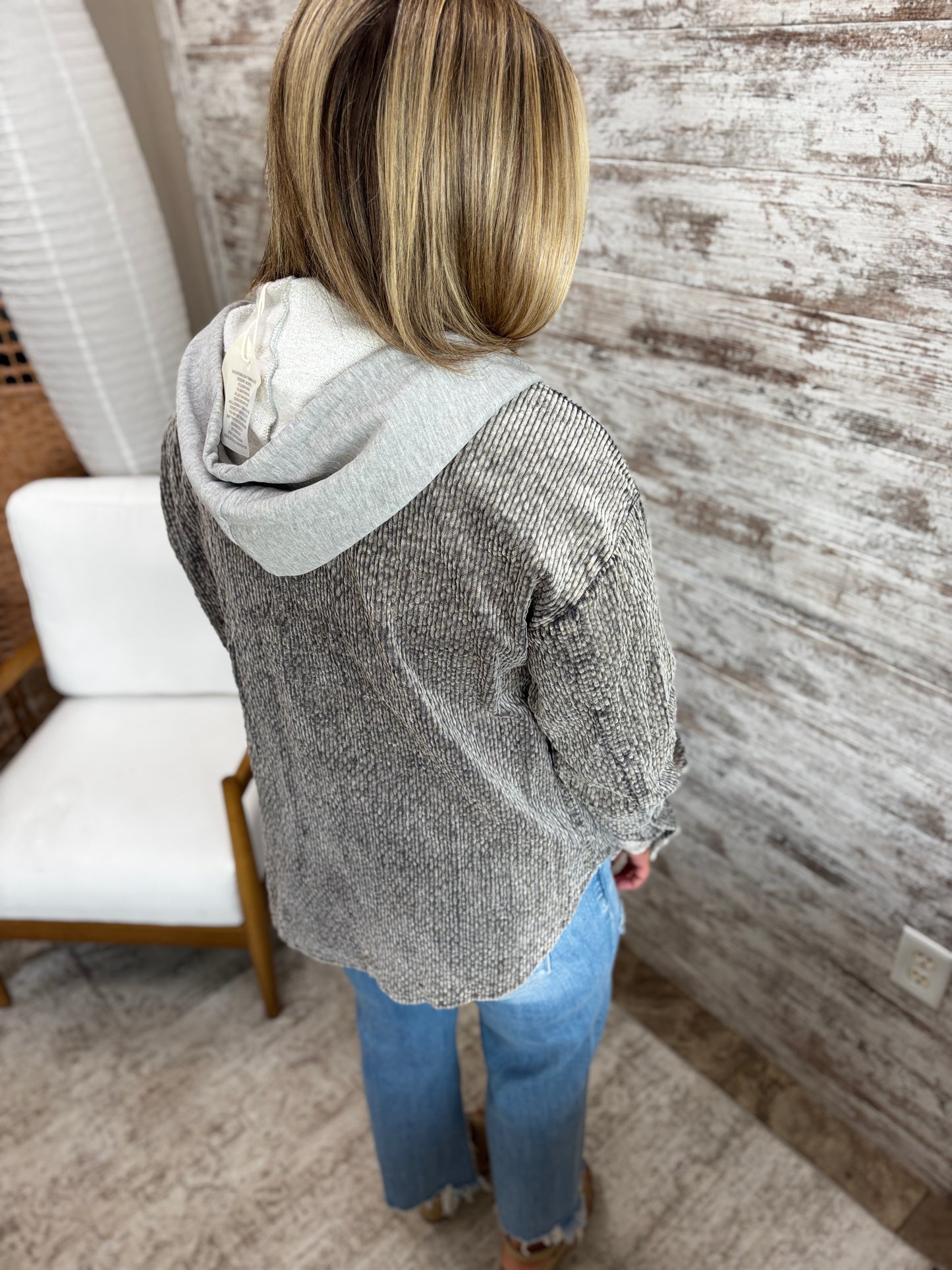 Slate Snow Wash Corduroy Twofer Shacket