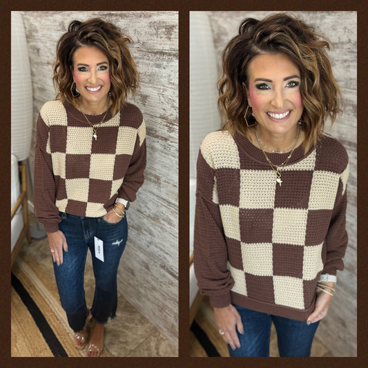 Multi Brown Checkered Sweater