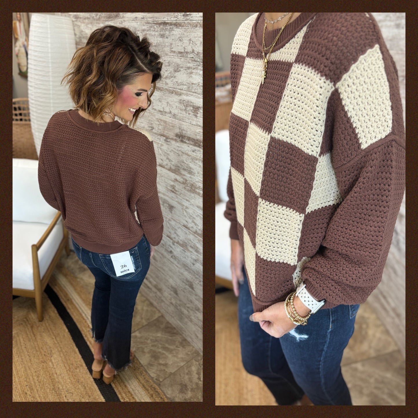 Multi Brown Checkered Sweater