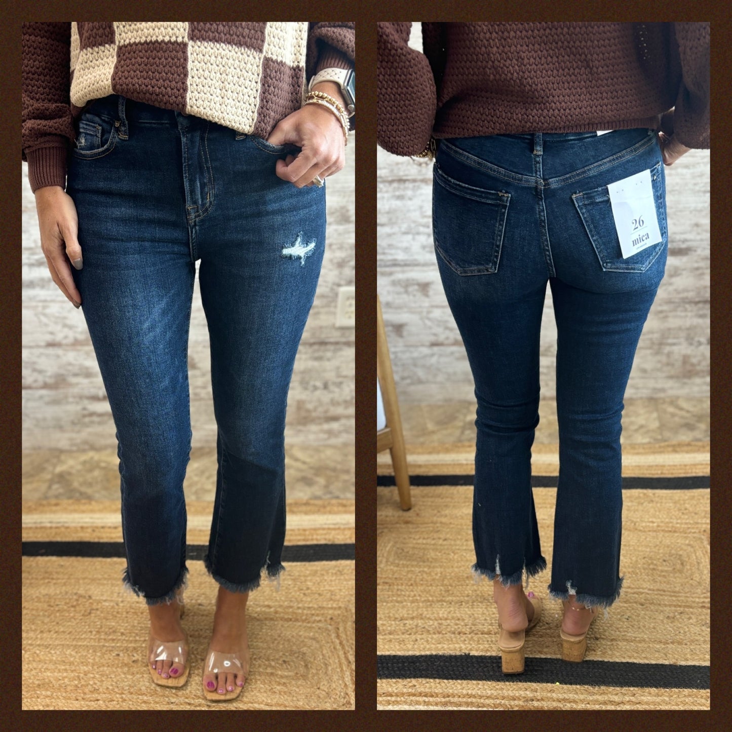 Mica Dark Wash Crop Flare MDP-F149DK