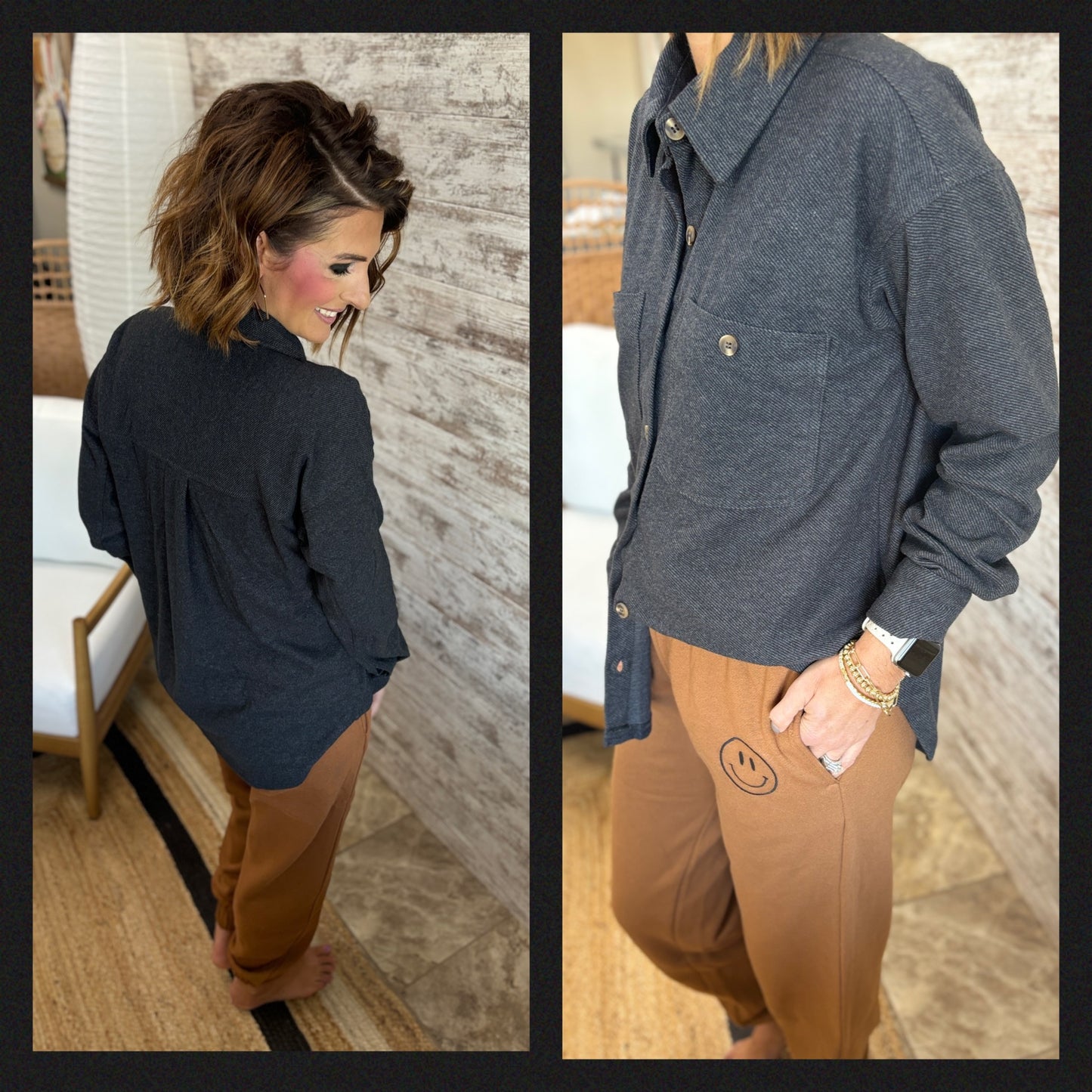 Soft Button Down Shacket- 2 Colors