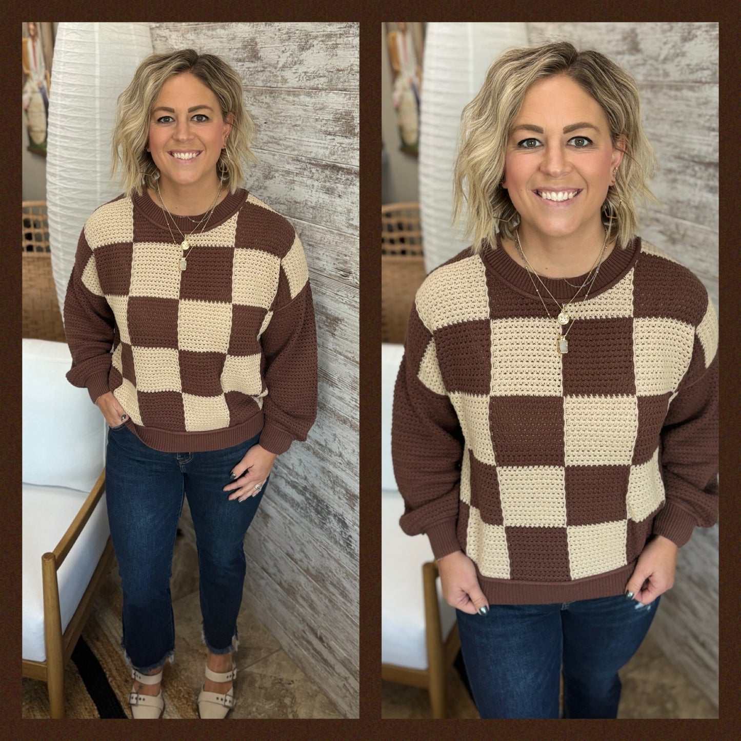 Multi Brown Checkered Sweater