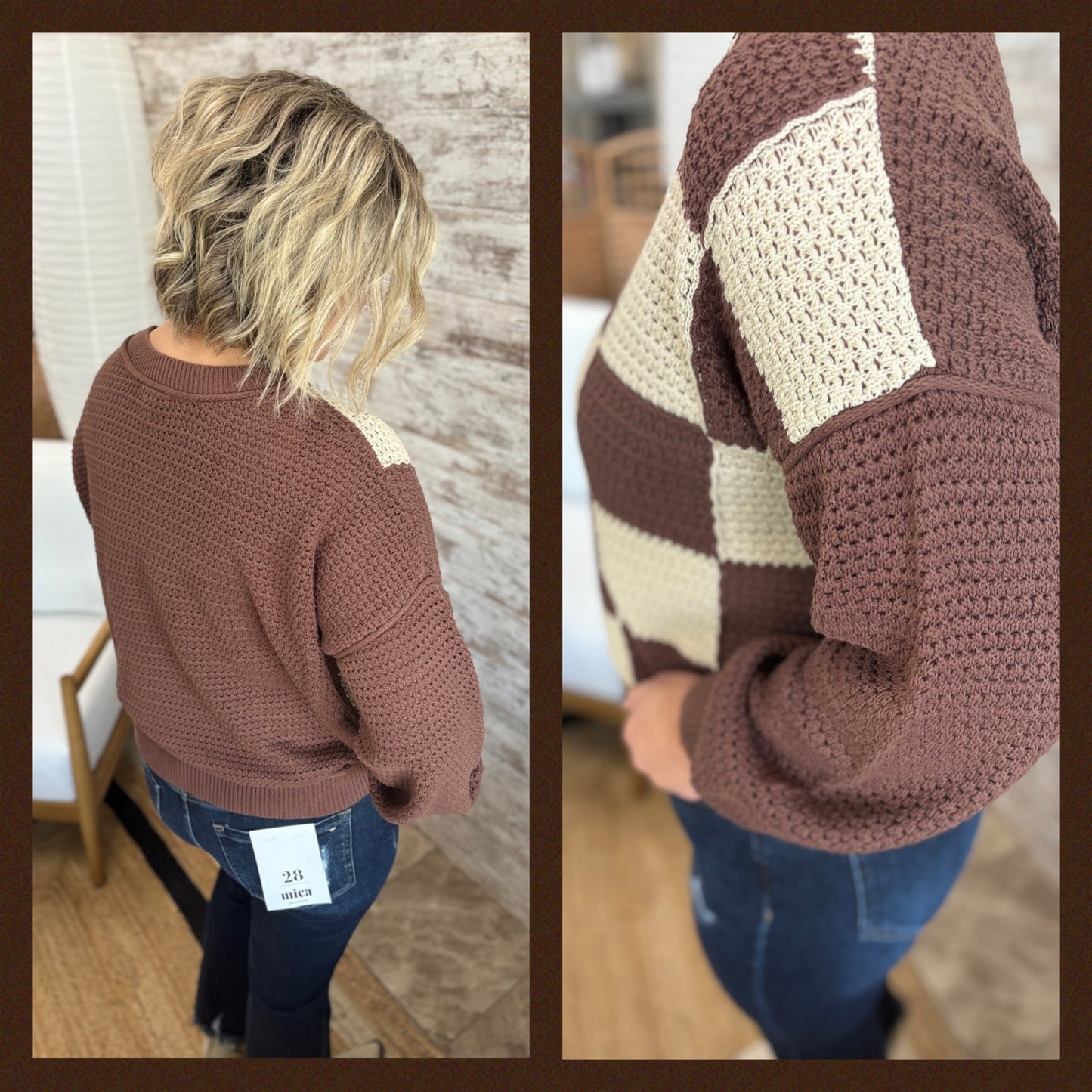 Multi Brown Checkered Sweater