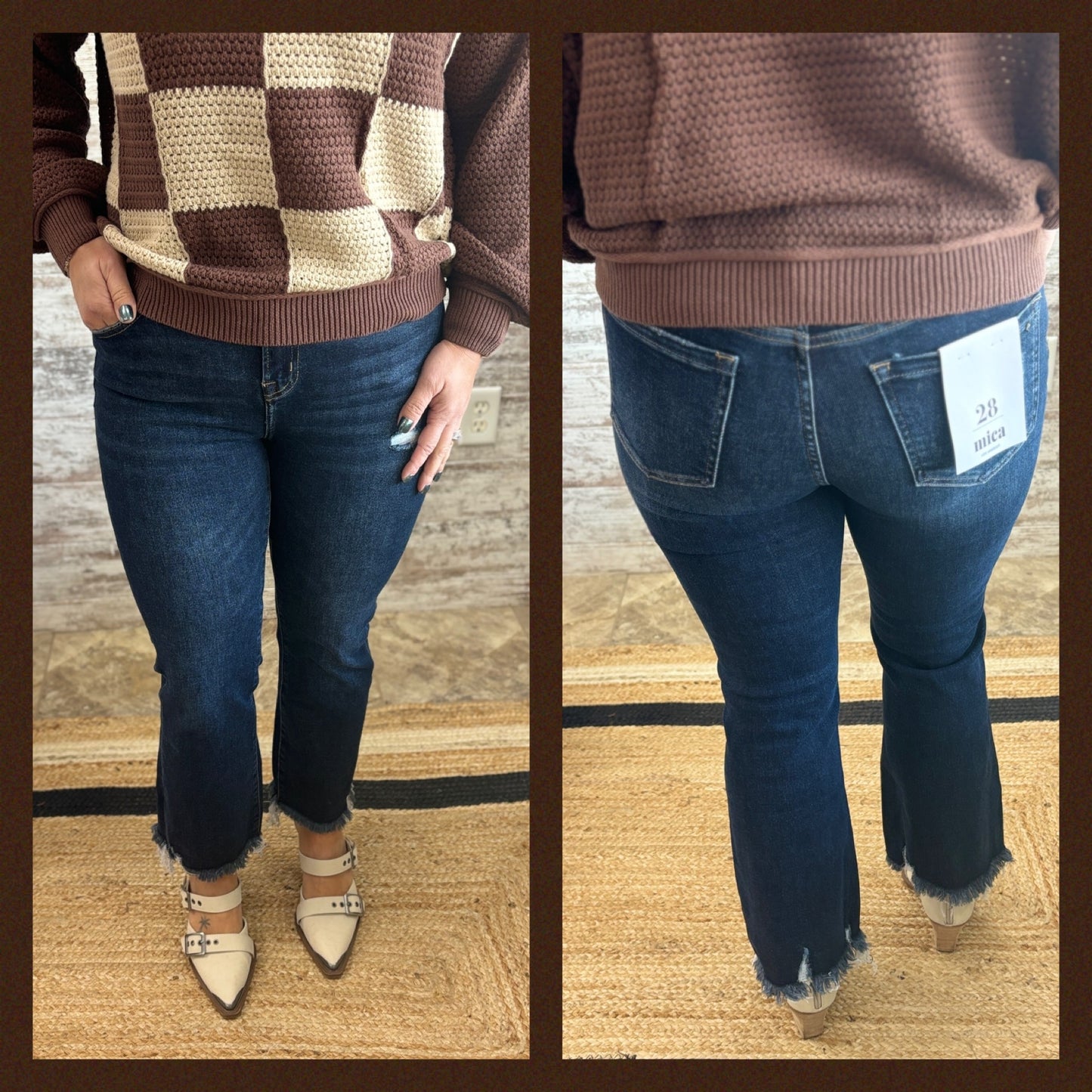 Mica Dark Wash Crop Flare MDP-F149DK