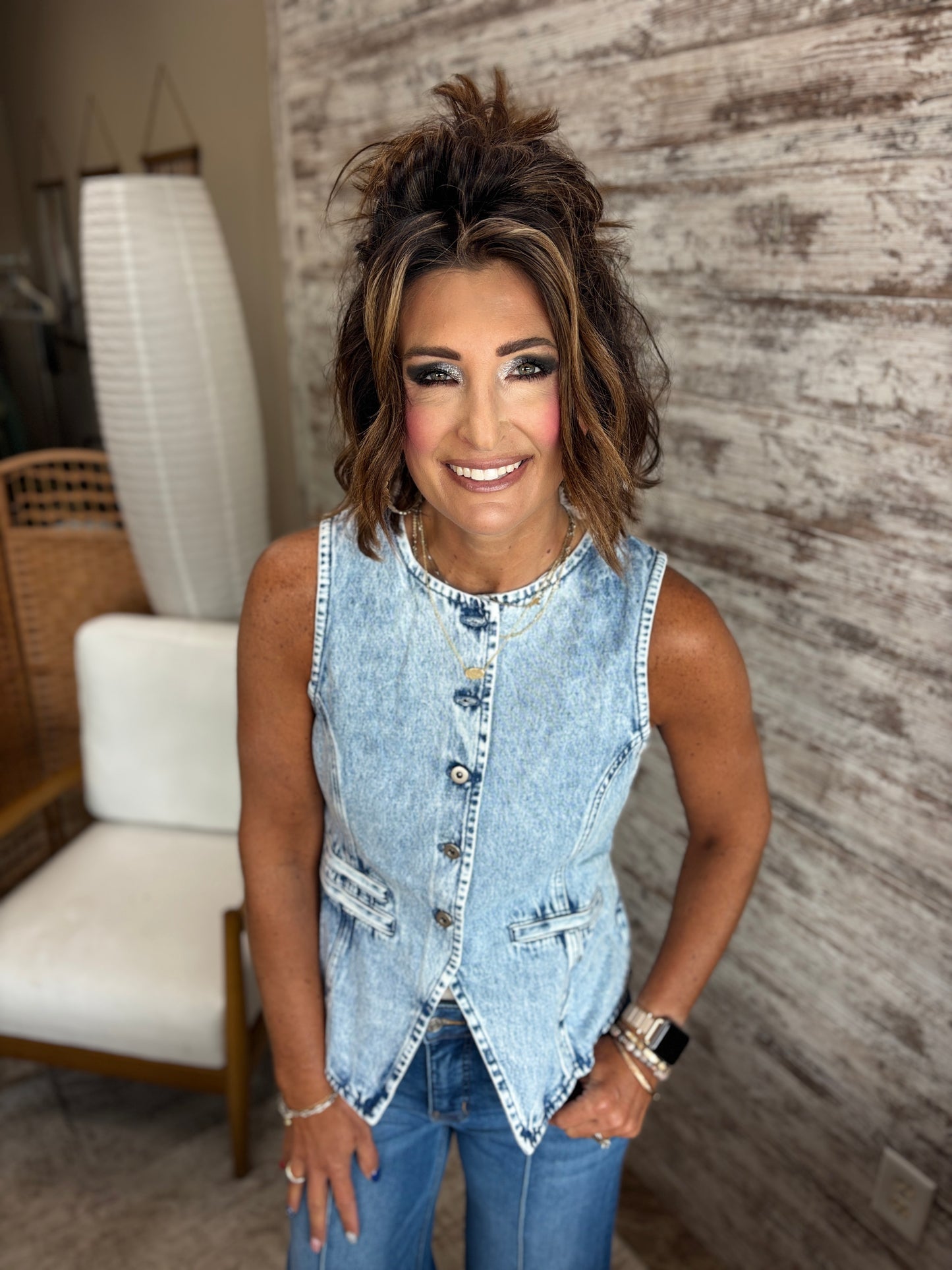 Acid Wash Denim Vest