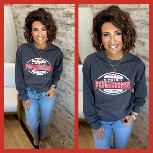 Kimberly Football Port & Comany Dark Heather Grey Crew ~ Youth and Adult