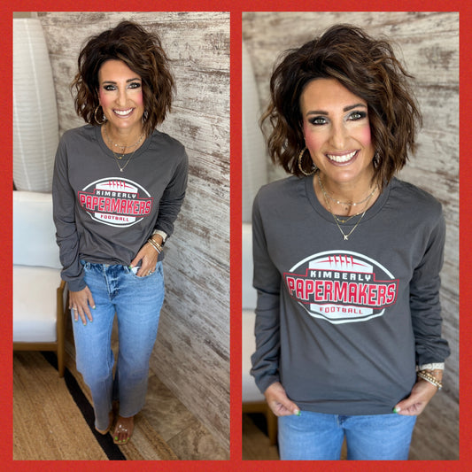 Kimberly Football Bella Charcoal Long Sleeve