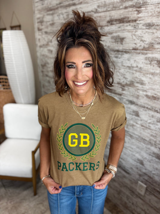 GB Packers Natural Vintage Brown LAT Tee ~ Youth and Adult