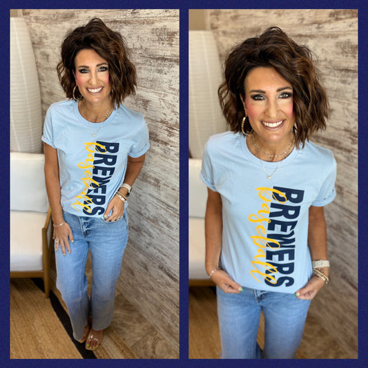 Brewers Baseball Bella Canvas Light Blue Tee