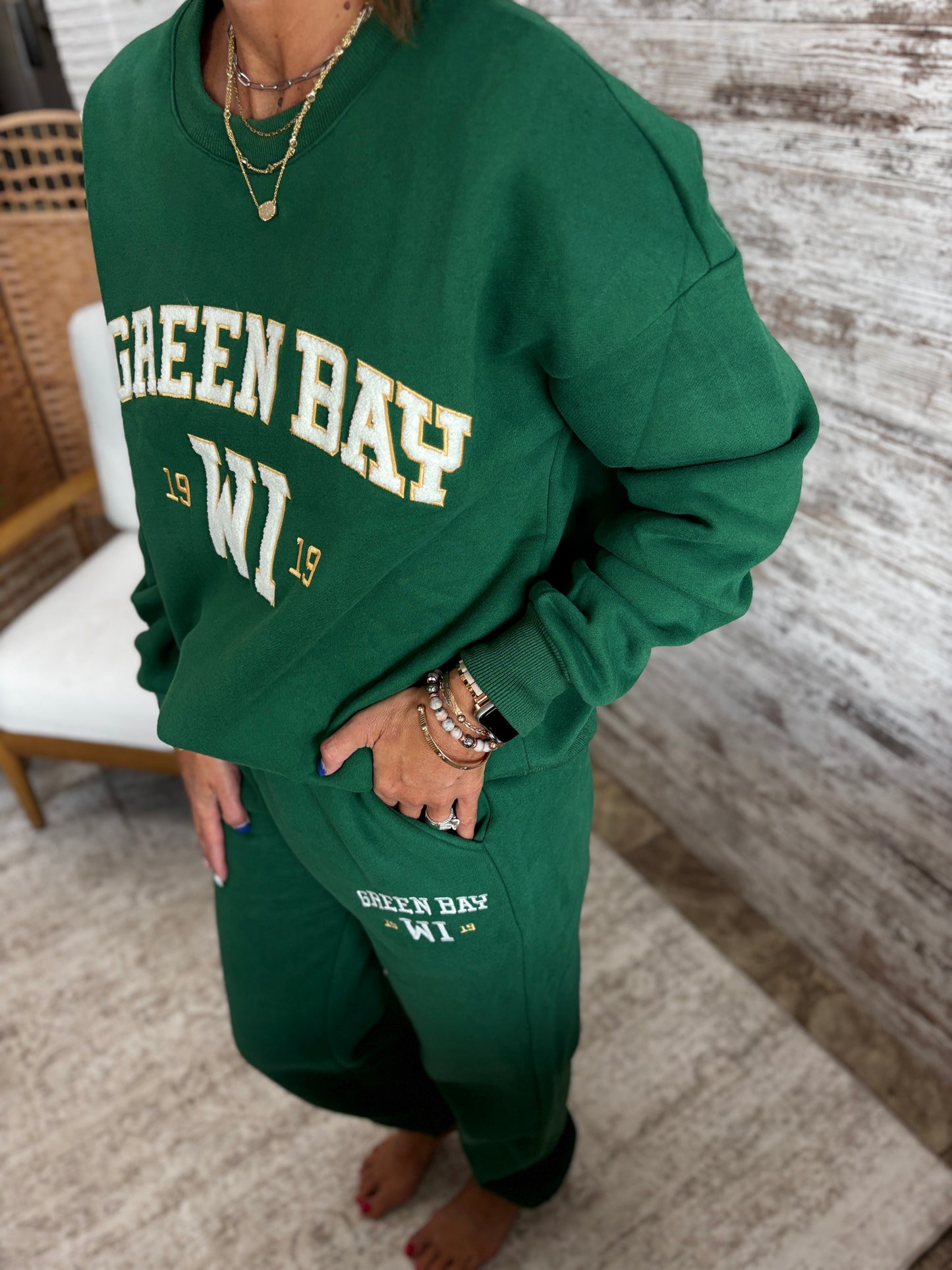 Green Bay Chenille Embroidered Sweatshirt