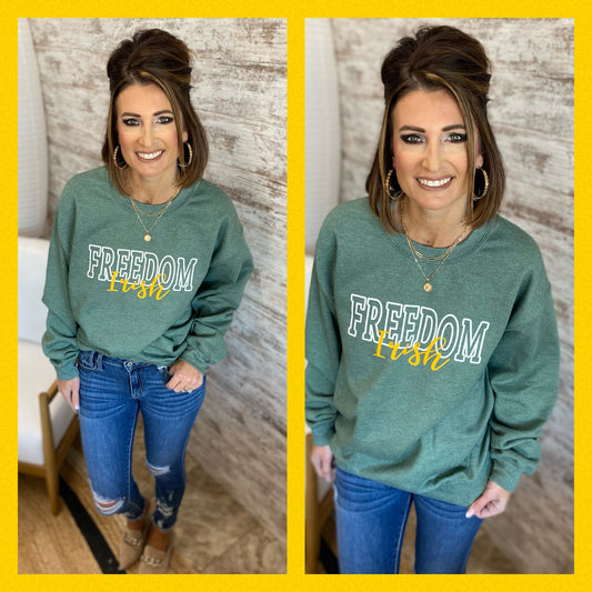 Freedom Irish Heather Green Crewneck