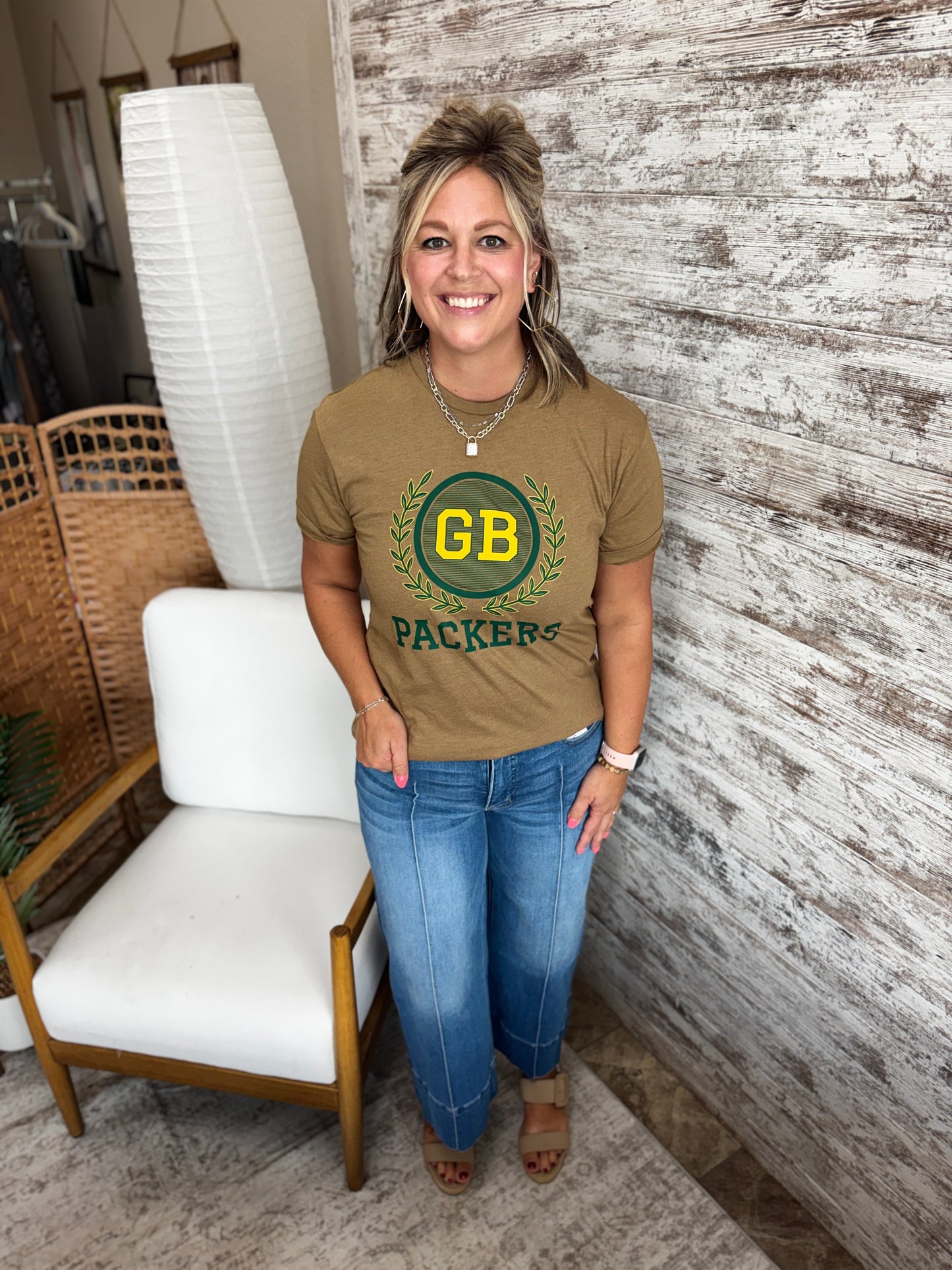 GB Packers Natural Vintage Brown LAT Tee ~ Youth and Adult