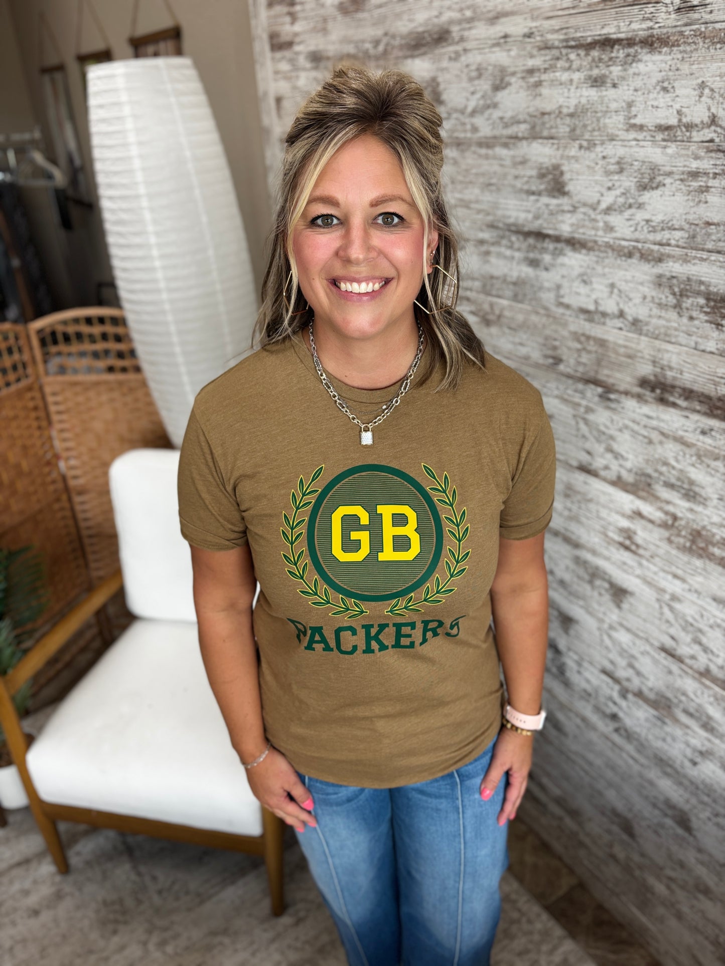 GB Packers Natural Vintage Brown LAT Tee ~ Youth and Adult